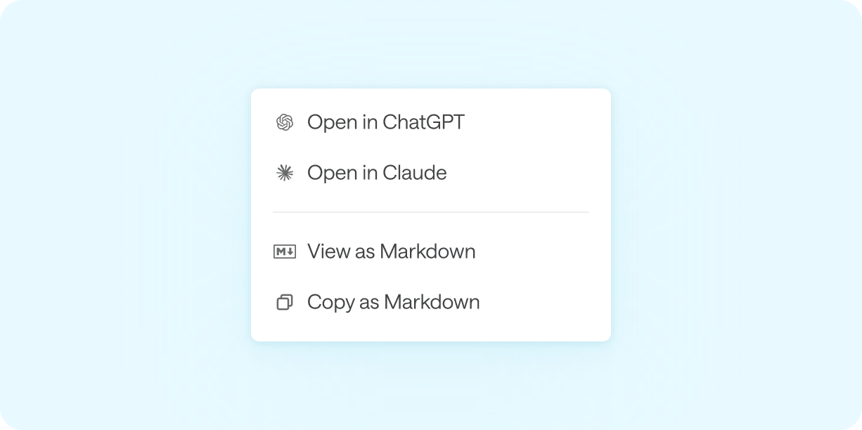Ask AI select displayed in documentation